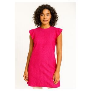 Anthropologie Loup Textured Flutter Sleeve Hot Pink Mini Dress – Size Small